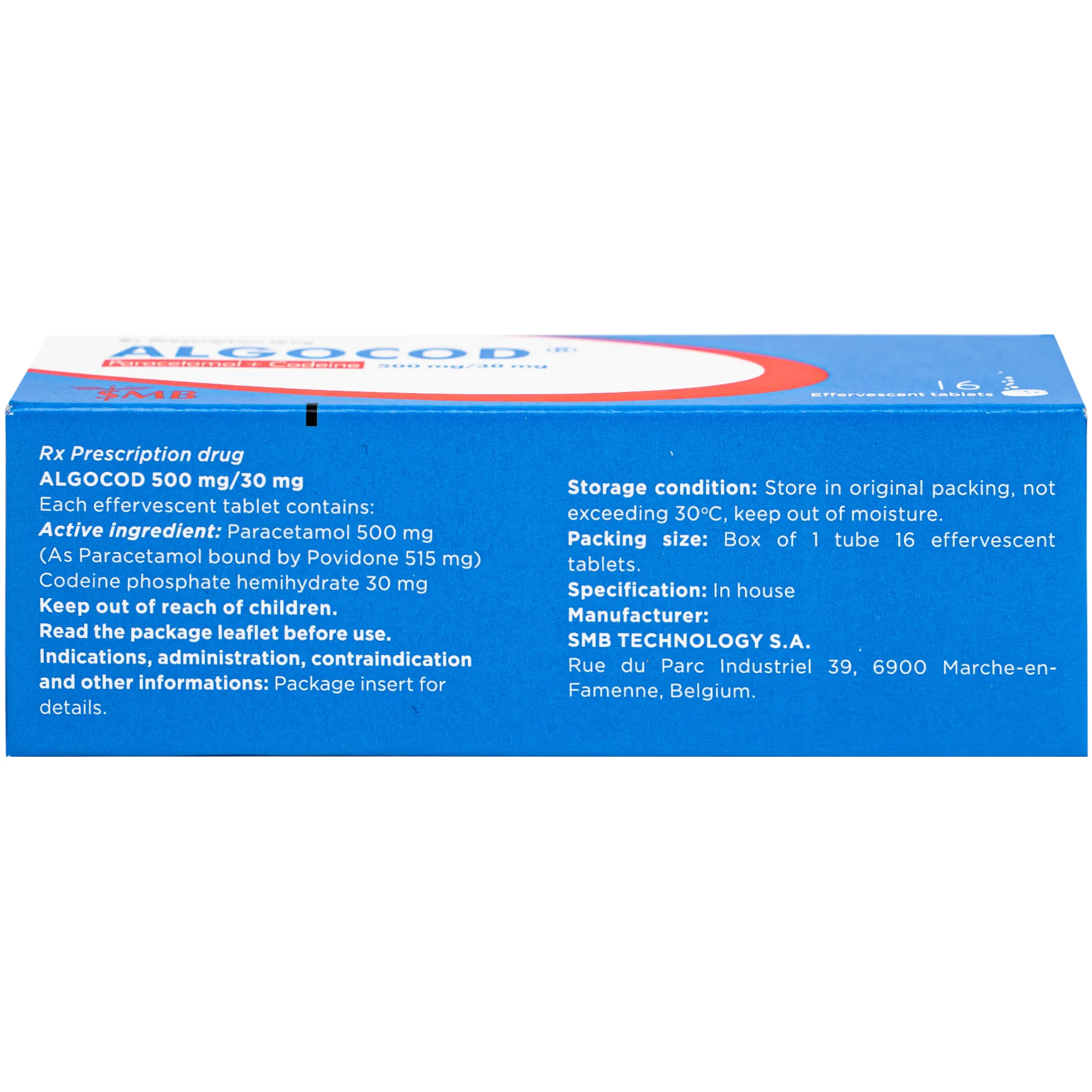 Hình ảnh Viên sủi Algocod Codeine 500mg/30mg SMB giảm đau cấp tính ở mức độ trung bình (1 tuýp x 16 viên)