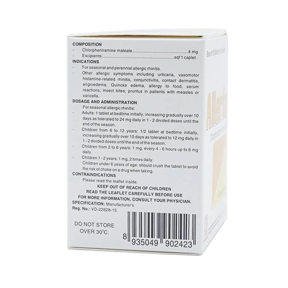 Hình ảnh Thuốc Allerfar Pharmedic điều trị viêm mũi dị ứng, các triệu chứng dị ứng (10 vỉ x 20 viên)