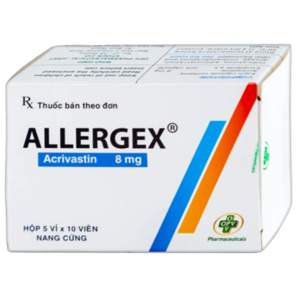 Hình ảnh Thuốc Allergex 8mg OPV điều trị viêm mũi dị ứng, mày đay vô căn mạn tính (5 vỉ x 10 viên)