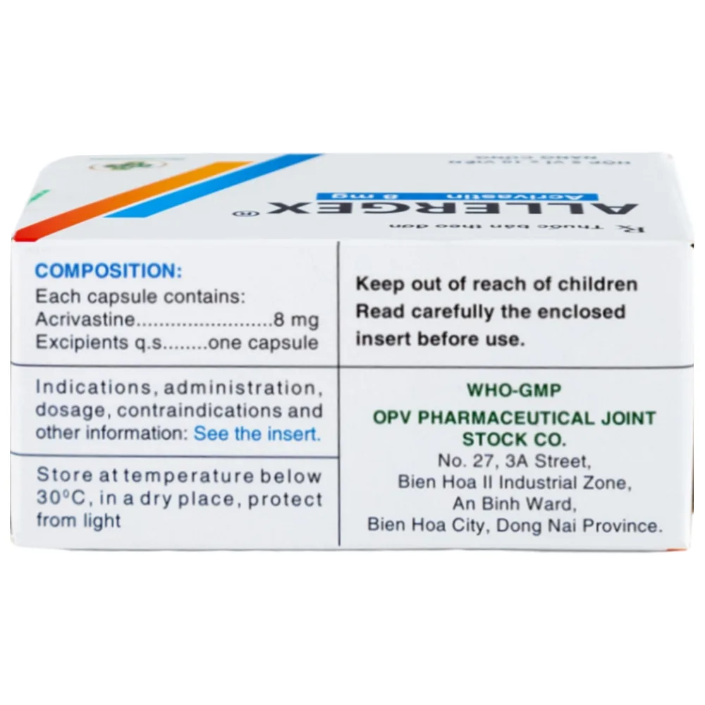 Hình ảnh Thuốc Allergex 8mg OPV điều trị viêm mũi dị ứng, mày đay vô căn mạn tính (5 vỉ x 10 viên)