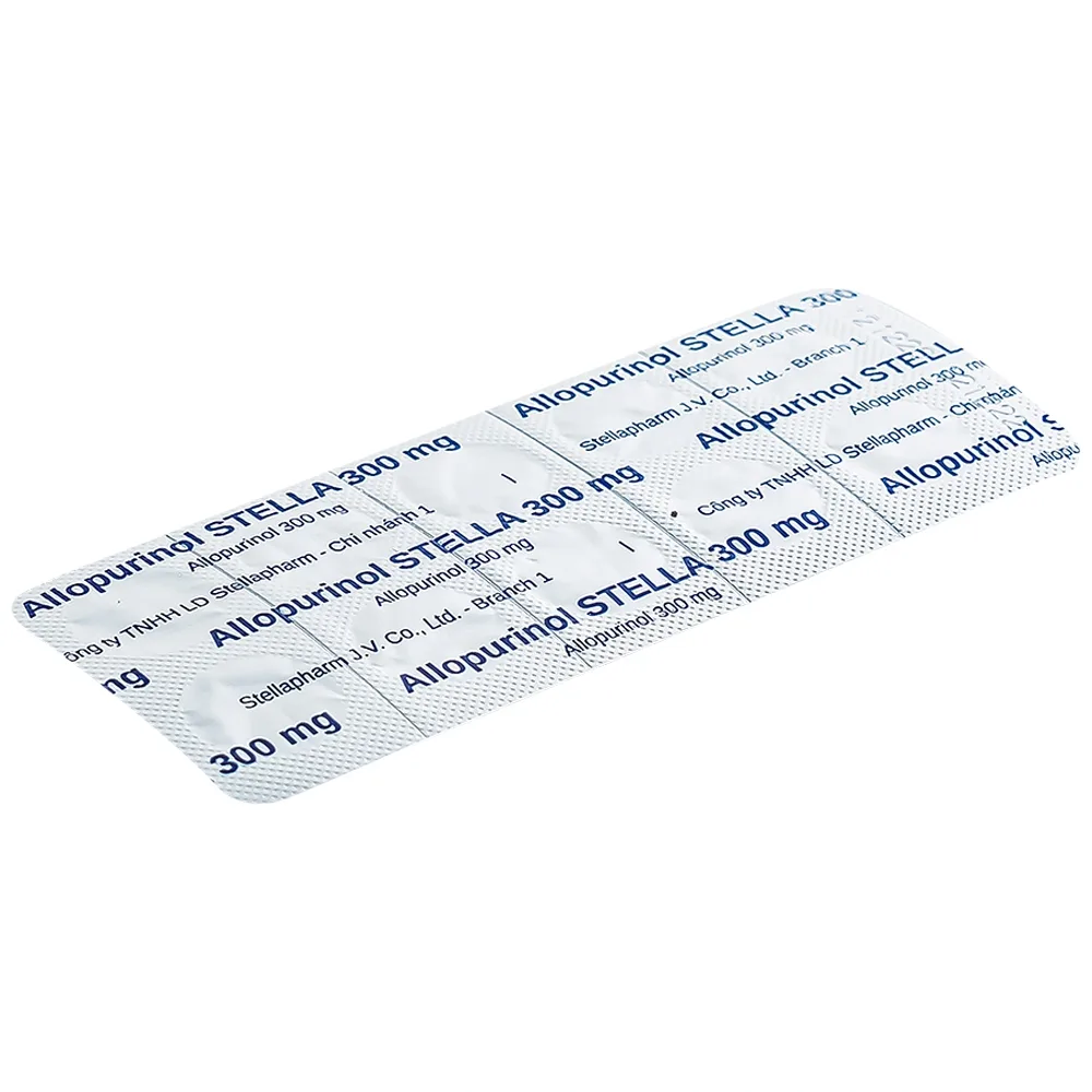 Hình ảnh Thuốc Allopurinol Stella 300mg điều trị tăng acid uric máu, sỏi thận (3 vỉ x 10 viên)
