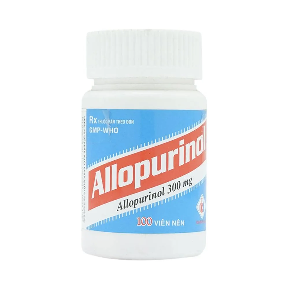 Hình ảnh Thuốc Allopurinol 300mg Domesco điều trị tăng acid uric máu, sỏi thận (100 viên)