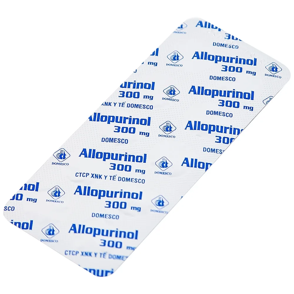 Hình ảnh Thuốc Allopurinol 300mg Domesco điều trị tăng acid uric máu, sỏi thận (2 vỉ x 10 viên)