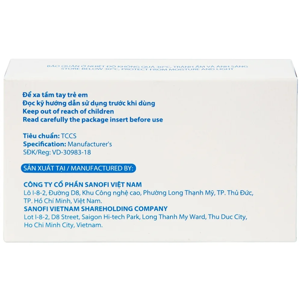 Hình ảnh Thuốc Alpha Chymotrypsine Choay Sanofi điều trị phù nề sau chấn thương, phẩu thuật, bỏng (2 vỉ x 15 viên)