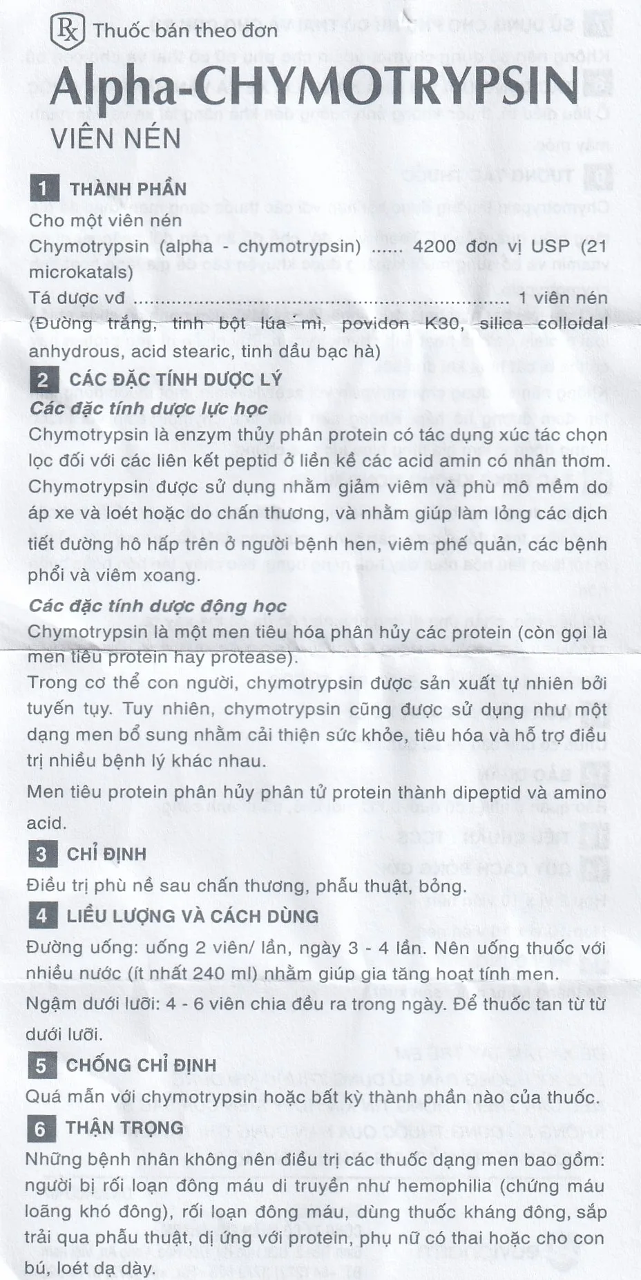 Hình ảnh Thuốc Alpha-Chymotrypsin Euvipharm điều trị phù nề sau chấn thương, phẩu thuật, bỏng (2 vỉ x 10 viên)