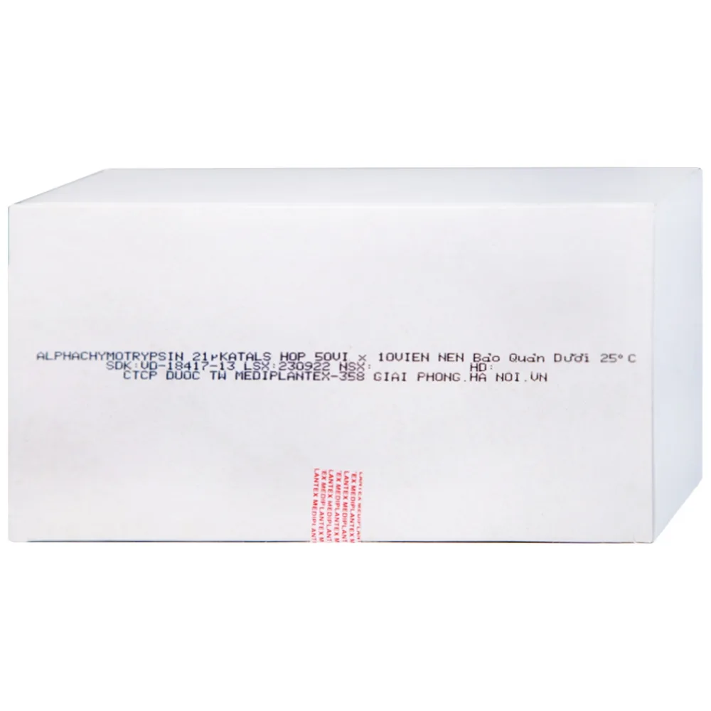 Hình ảnh Thuốc Alphachymotrypsin Mediplantex điều trị phù nề, sưng do chấn thương, phẫu thuật (50 vỉ x 10 viên)