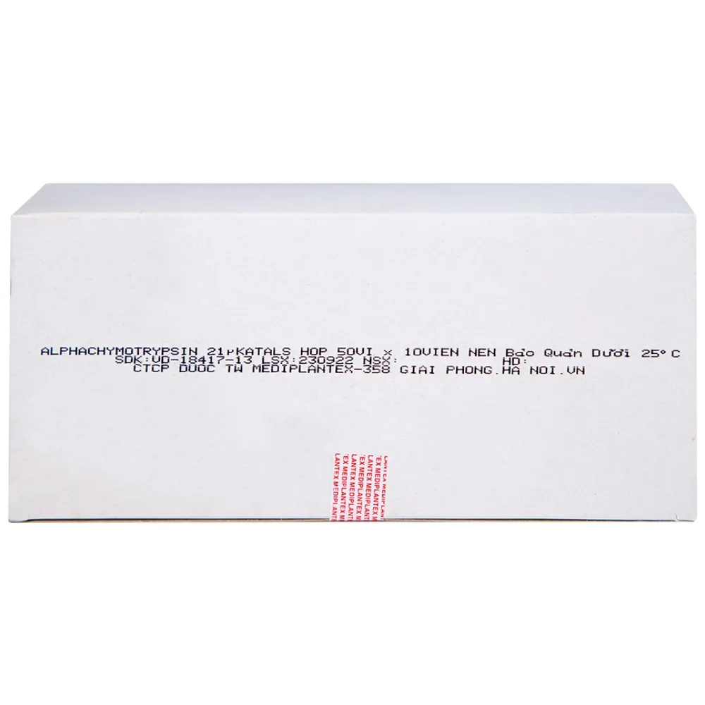 Hình ảnh Thuốc Alphachymotrypsin Mediplantex điều trị phù nề, sưng do chấn thương, phẫu thuật (50 vỉ x 10 viên)