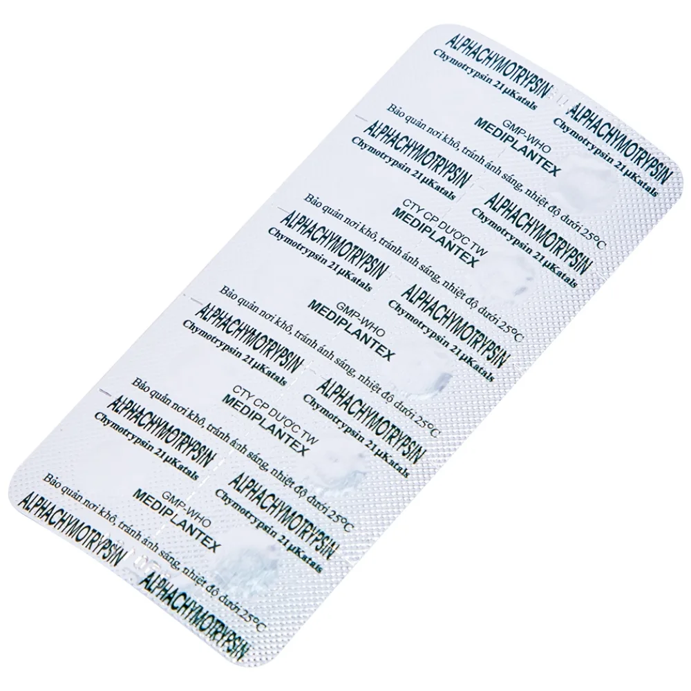 Hình ảnh Thuốc Alphachymotrypsin Mediplantex điều trị phù nề, sưng do chấn thương, phẫu thuật (50 vỉ x 10 viên)