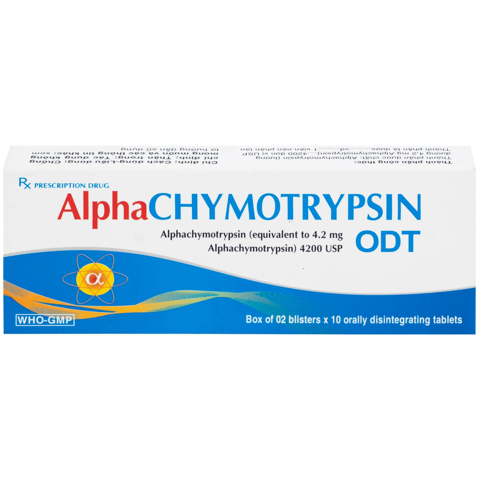 Hình ảnh Thuốc Alphachymotrypsin ODT Khánh Hòa điều trị phù nề sau chấn thương, phẫu thuật, bỏng (2 vỉ x 10 viên)