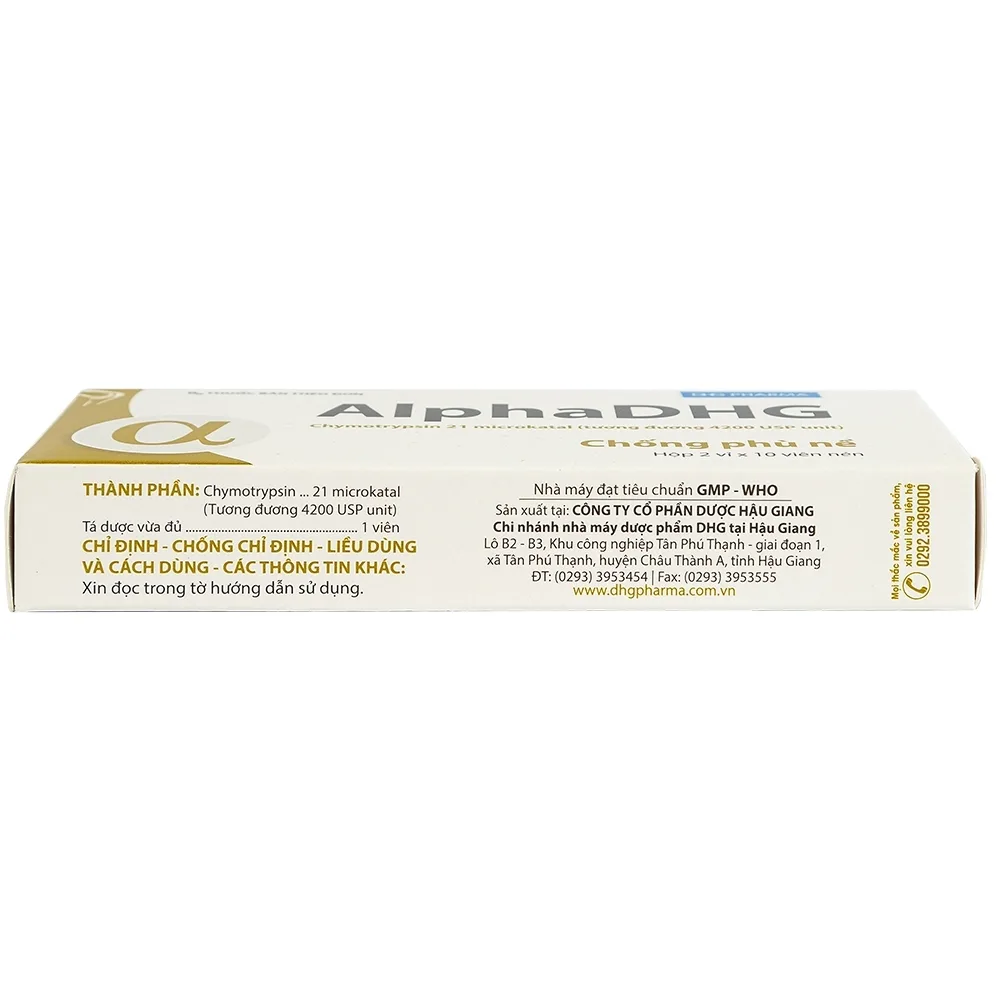 Hình ảnh Thuốc AlphaDHG 4200 điều trị phù nề sau chấn thương, phẫu thuật, bỏng (2 vỉ x 10 viên)