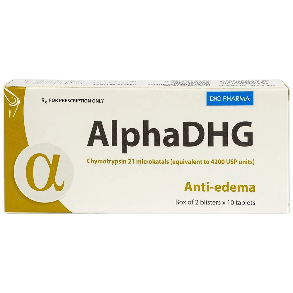 Hình ảnh Thuốc AlphaDHG 4200 điều trị phù nề sau chấn thương, phẫu thuật, bỏng (2 vỉ x 10 viên)