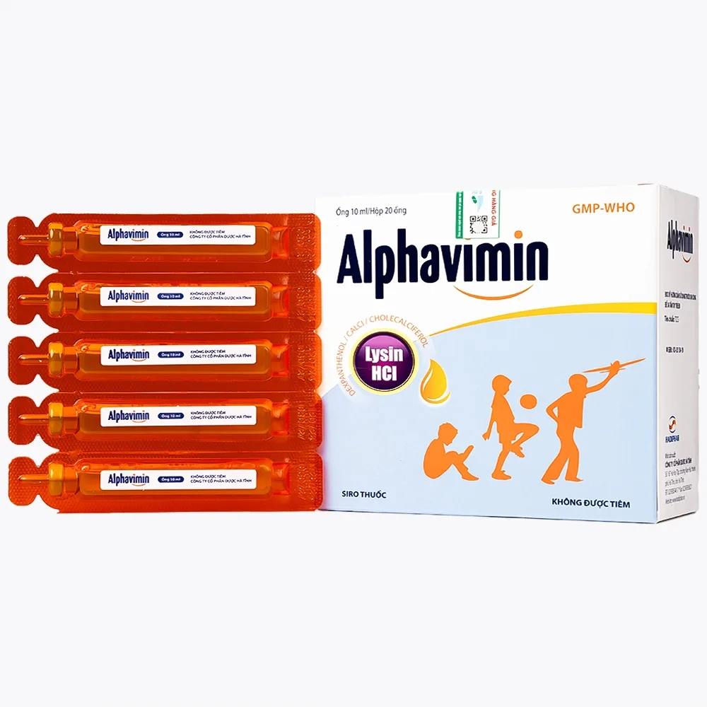 Hình ảnh Thuốc Alphavimin 10ml Hadiphar bổ sung vitamin trong thời kỳ dưỡng bệnh, chế độ ăn đặc biệt (20 ống)
