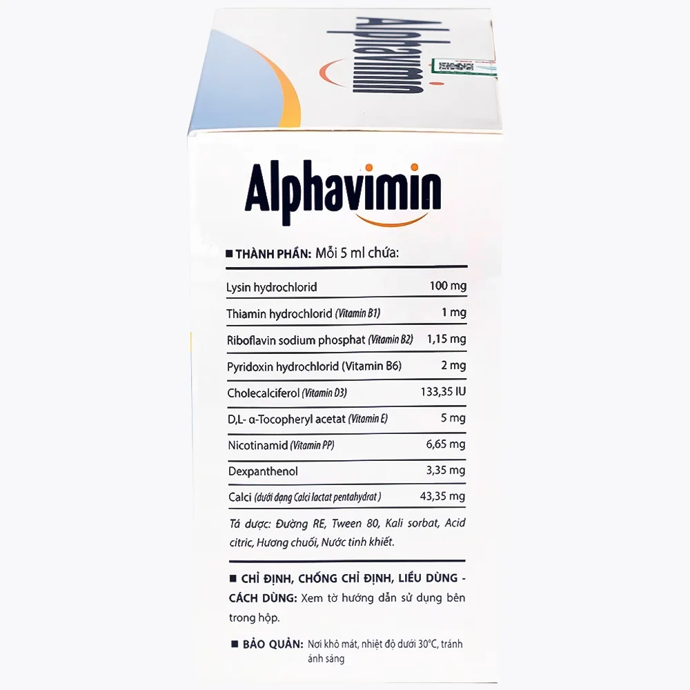 Hình ảnh Thuốc Alphavimin 10ml Hadiphar bổ sung vitamin trong thời kỳ dưỡng bệnh, chế độ ăn đặc biệt (20 ống)