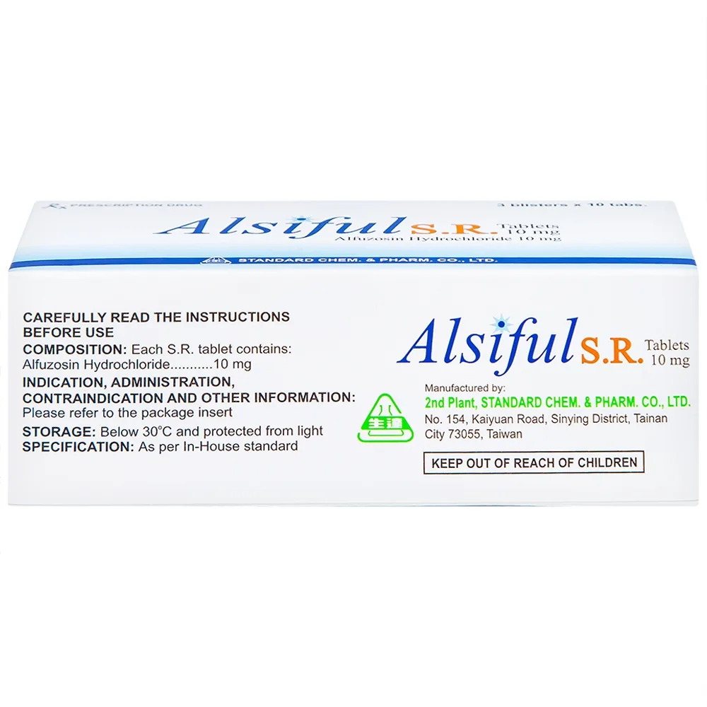 Hình ảnh Thuốc Alsiful S.R 10mg Standard điều trị phì đại lành tính tuyến tiền liệt (3 vỉ x 10 viên)