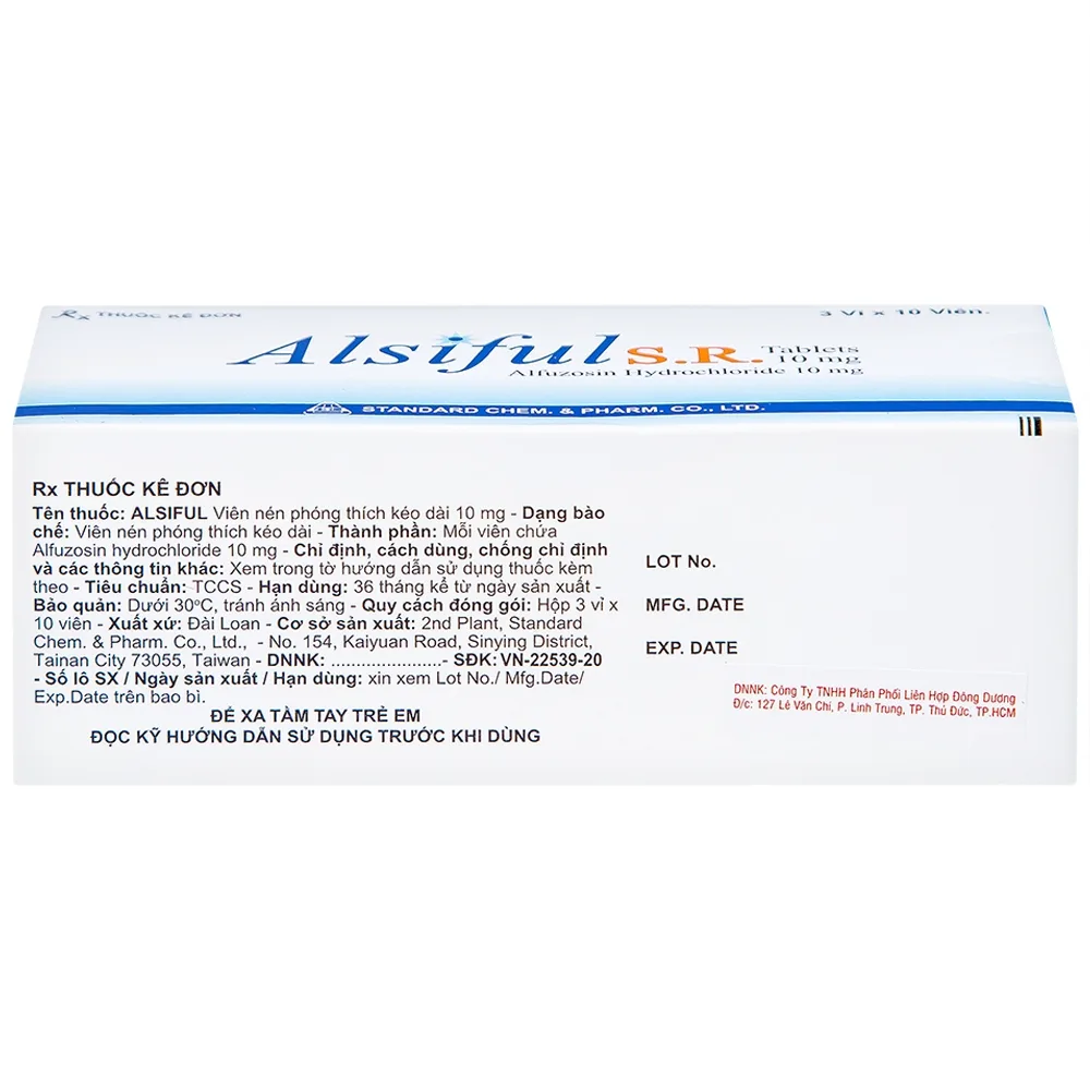 Hình ảnh Thuốc Alsiful S.R 10mg Standard điều trị phì đại lành tính tuyến tiền liệt (3 vỉ x 10 viên)