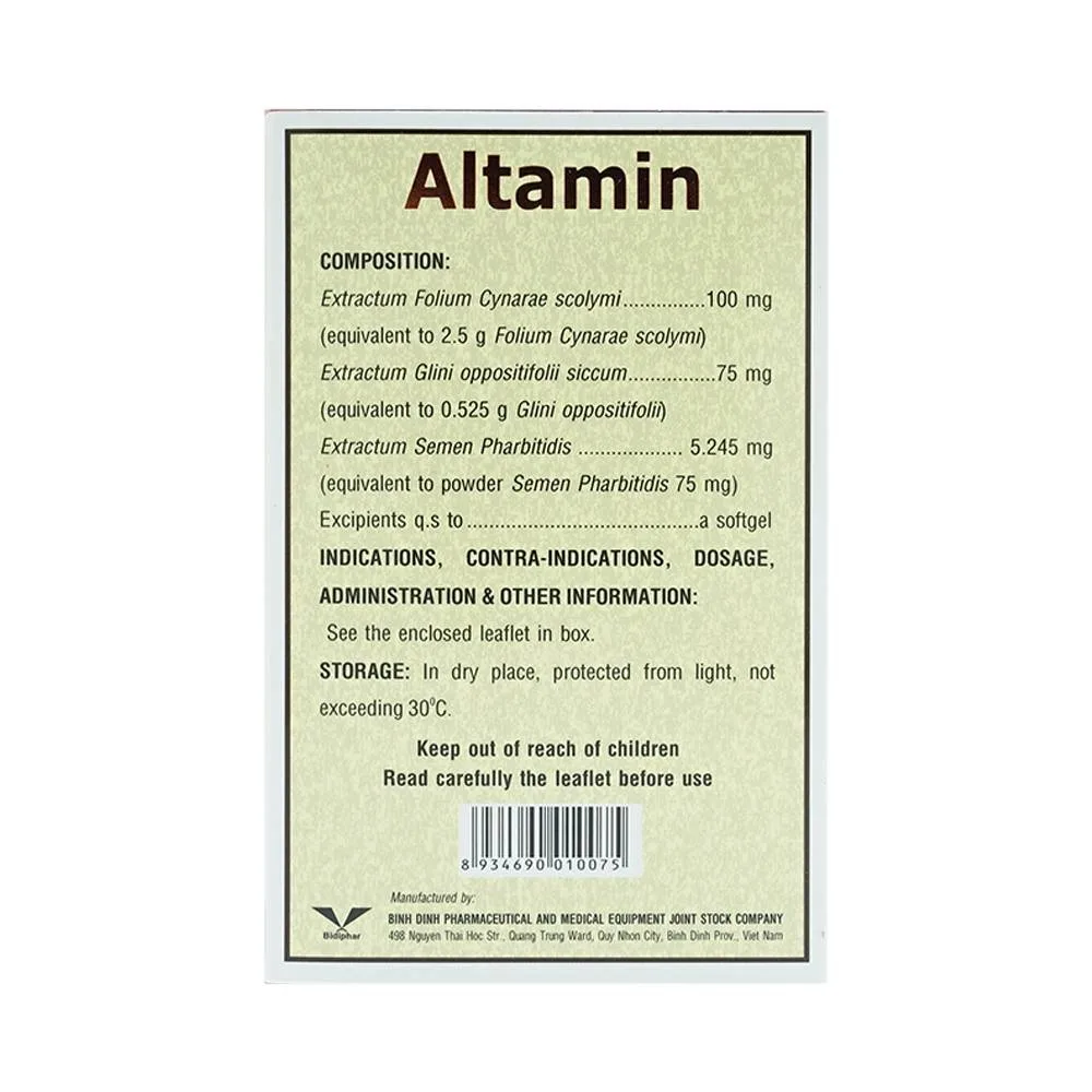 Hình ảnh Thuốc Altamin Bidiphar hỗ trợ điều trị suy giảm chức năng gan (10 vỉ x 10 viên)