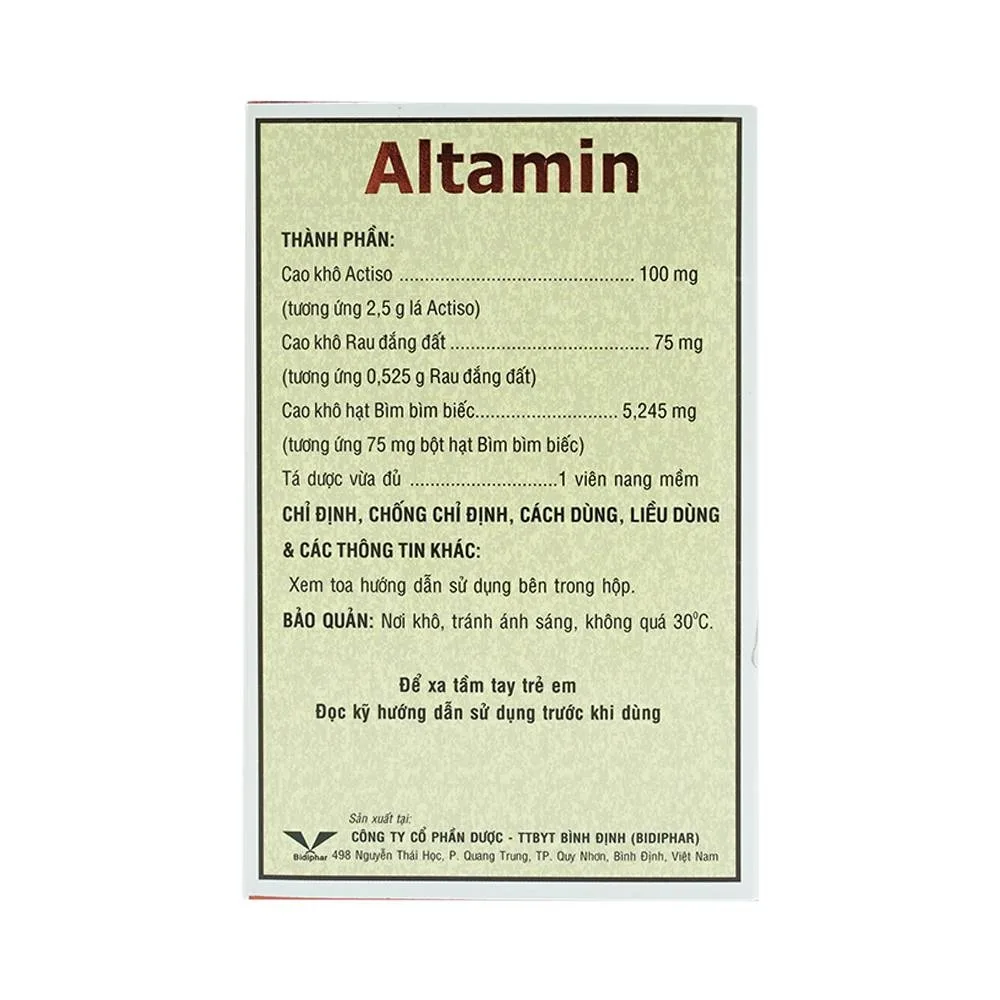 Hình ảnh Thuốc Altamin Bidiphar hỗ trợ điều trị suy giảm chức năng gan (10 vỉ x 10 viên)