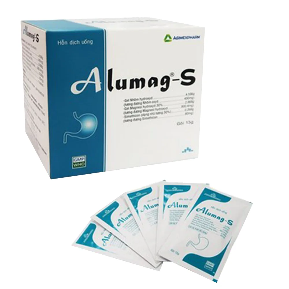 Hình ảnh Hỗn dịch uống Alumag-S Agimexpharm điều trị viêm loét dạ dày tá tràng (20 gói x 15g)