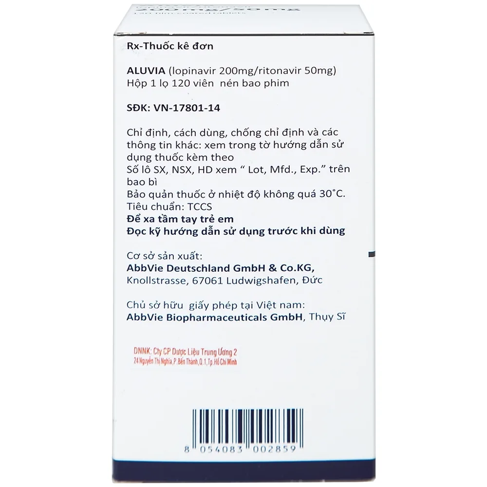 Hình ảnh Thuốc Aluvia 200mg/50mg Abbott hỗ trợ điều trị nhiễm HIV-1 (120 viên)