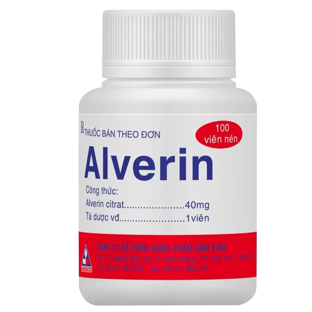 Hình ảnh Thuốc Alverin 40mg Vinphaco điều trị đau do co thắt cơ trơn ở đường tiêu hoá (100 viên)