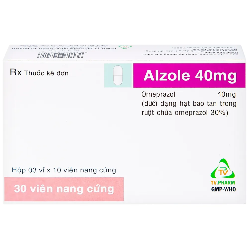 Hình ảnh Thuốc Alzole 40mg TV.Pharm điều trị viêm thực quản, viêm loét dạ dày, tá tràng (3 vỉ x 10 viên)