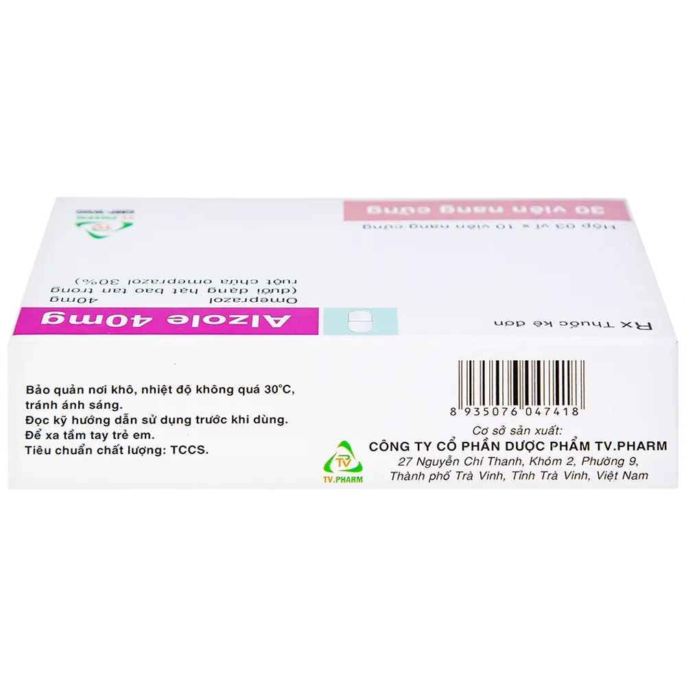 Hình ảnh Thuốc Alzole 40mg TV.Pharm điều trị viêm thực quản, viêm loét dạ dày, tá tràng (3 vỉ x 10 viên)