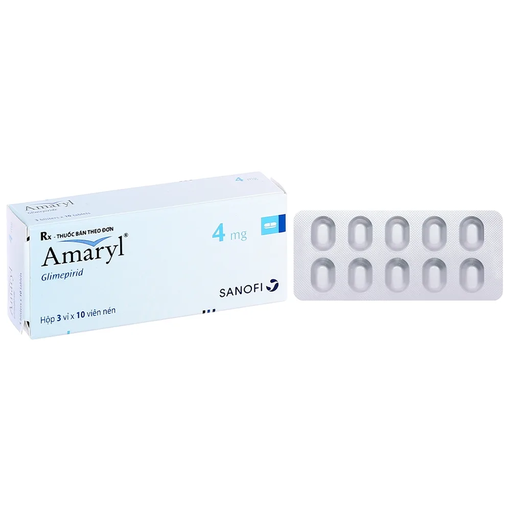 Hình ảnh Thuốc Amaryl 4mg Sanofi điều trị bệnh đái tháo đường (3 vỉ x 10 viên)