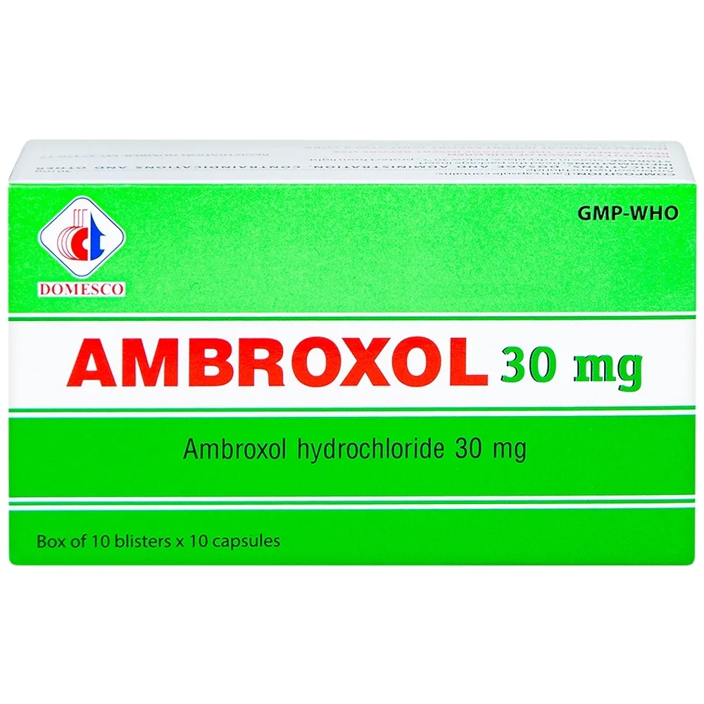 Hình ảnh Thuốc Ambroxol 30mg Domesco điều trị viêm phế quản, hen phế quản (10 vỉ x 10 viên)