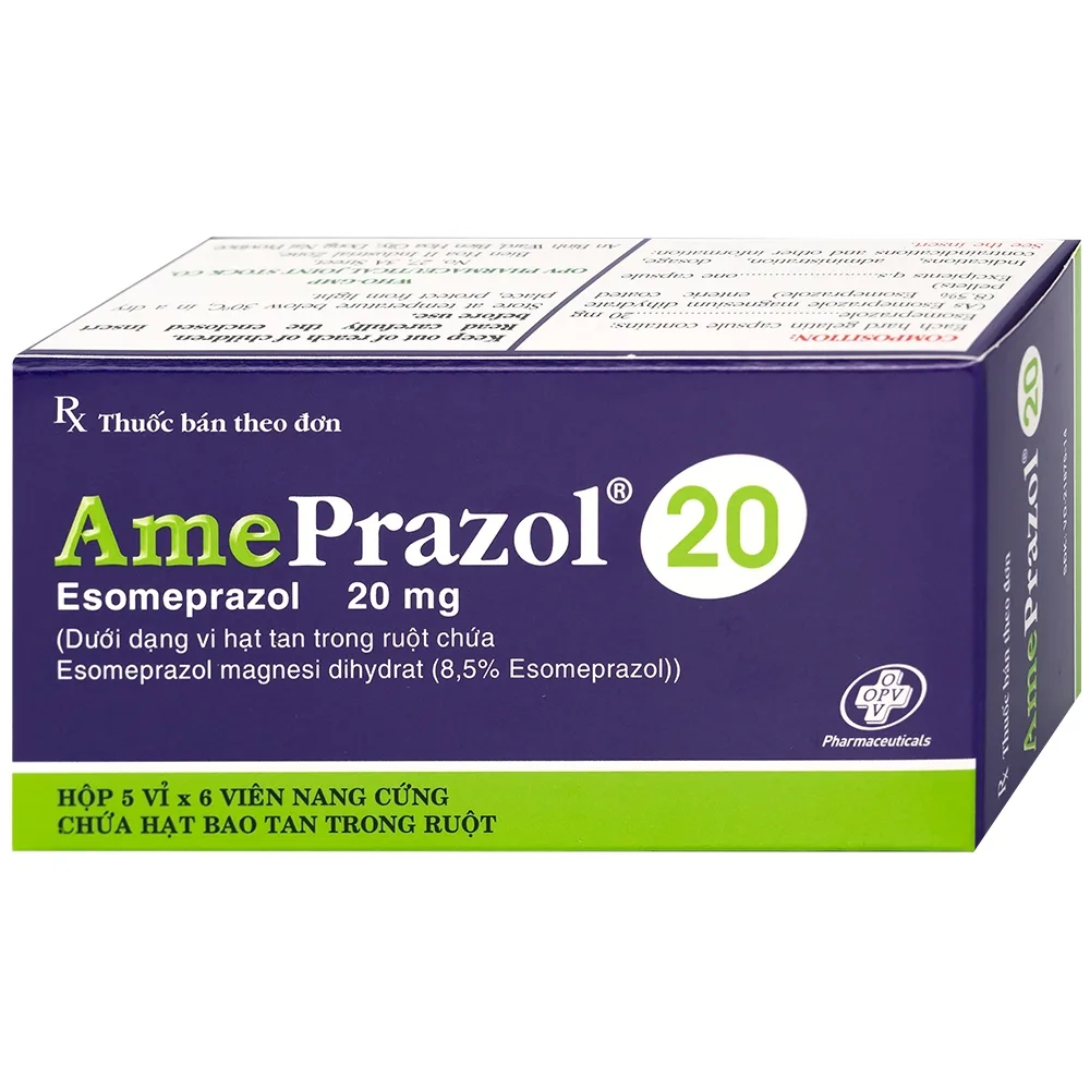 Hình ảnh Thuốc AmePrazol 20mg OPV điều trị bệnh trào ngược dạ dày thực quản (5 vỉ x 6 viên)
