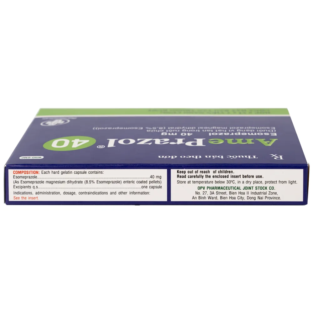 Hình ảnh Thuốc AmePrazol 40mg OPV điều trị bệnh trào ngược dạ dày, thực quản (2 vỉ x 7 viên)
