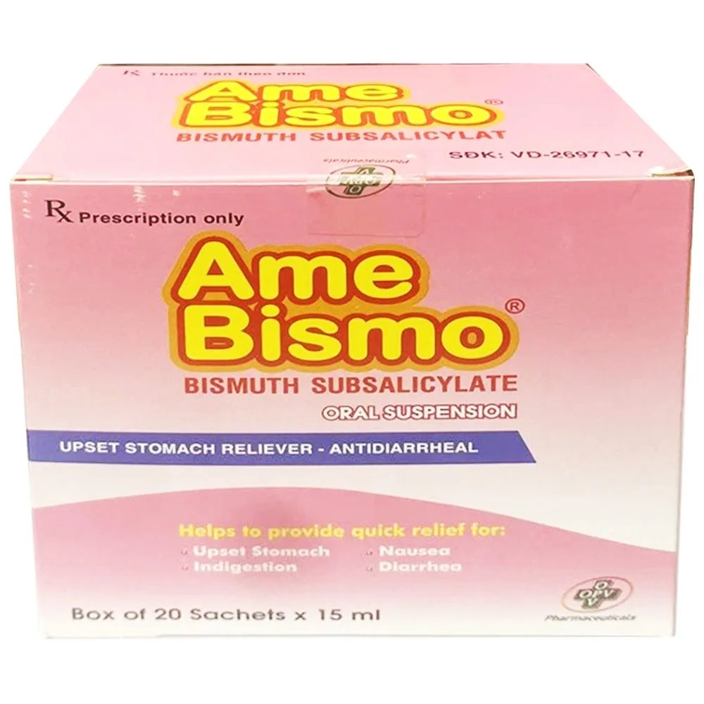 Hình ảnh Hỗn dịch uống Ame Bismo 15ml OPV giảm các triệu chứng khó chịu ở dạ dày, ăn không tiêu (20 gói)