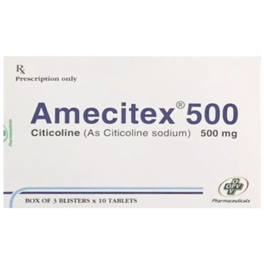 Hình ảnh Thuốc Amecitex 500 OPV điều trị nhồi máu não, bệnh Alzheimer (3 vỉ x 10 viên)
