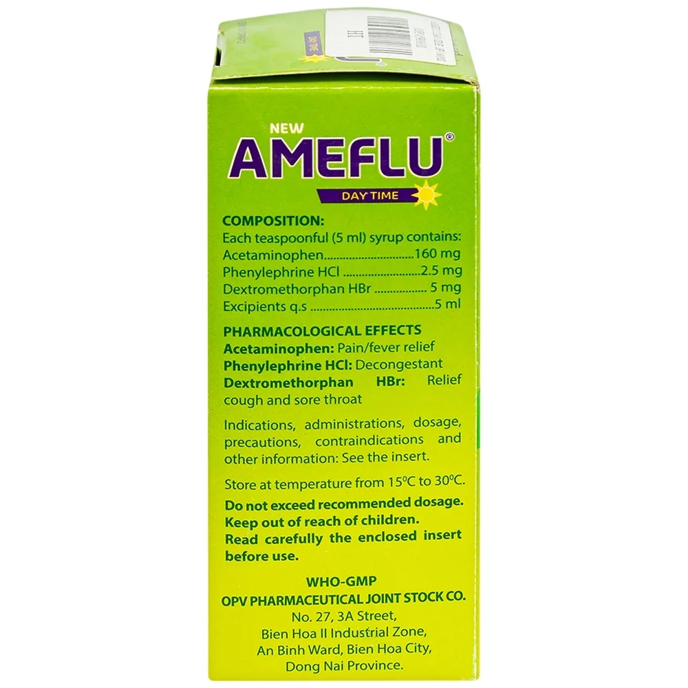 Hình ảnh Siro New Ameflu Day Time 160mg/5ml OPV giảm các triệu chứng cảm cúm (60ml)