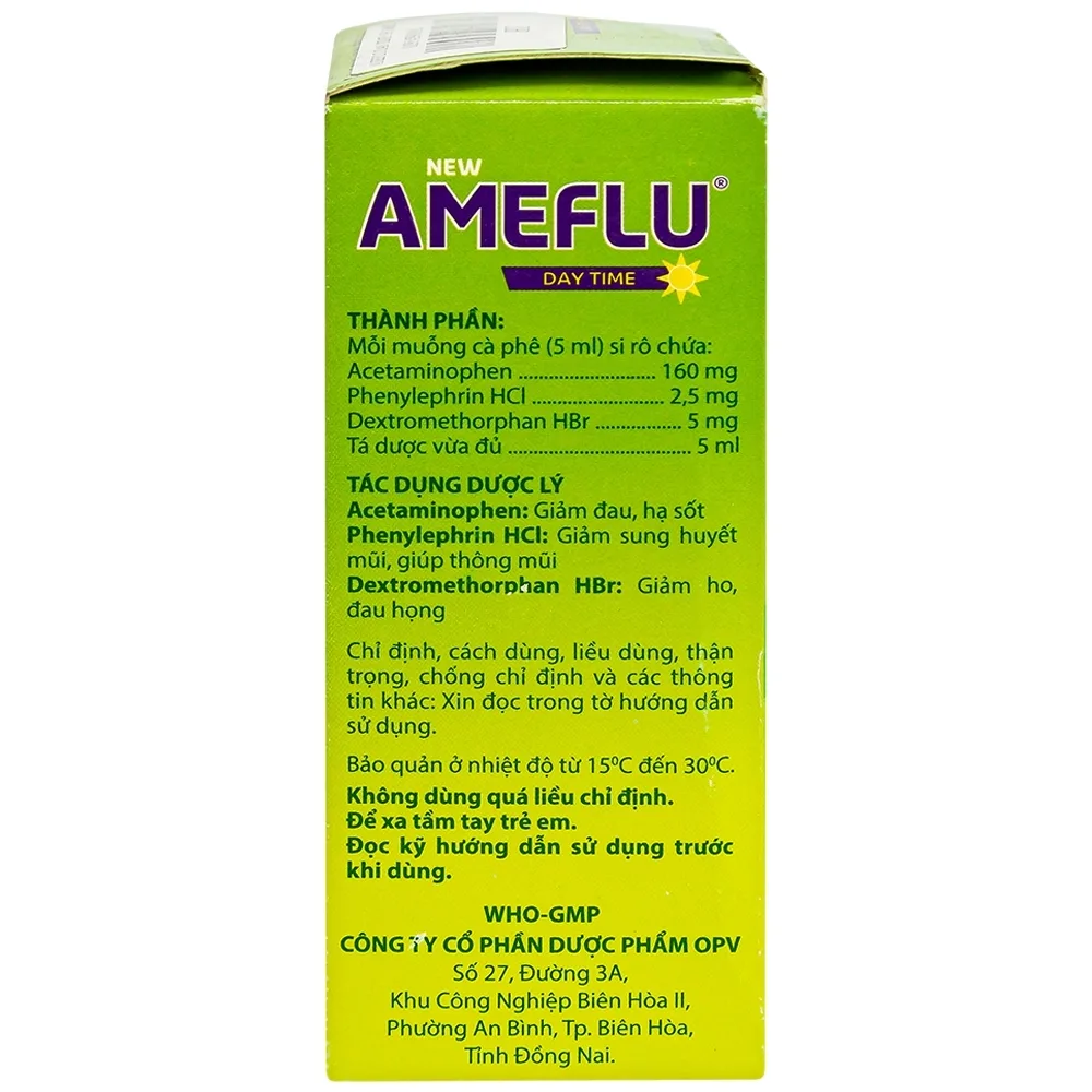 Hình ảnh Siro New Ameflu Day Time 160mg/5ml OPV giảm các triệu chứng cảm cúm (60ml)