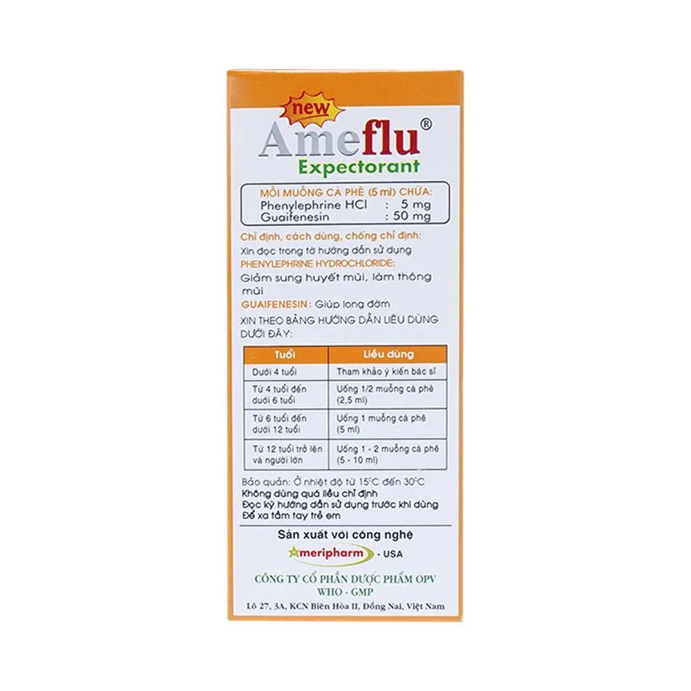 Hình ảnh Siro Ameflu Expectorant OPV thông mũi, long đờm (60ml)