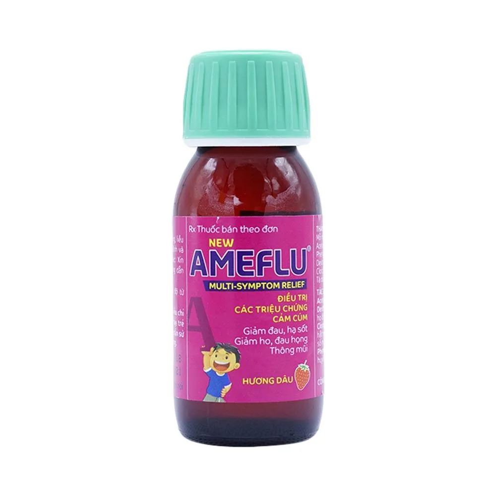 Hình ảnh Siro Ameflu Multi-Symtom Relief OPV hương dâu điều trị các triệu chứng cảm cúm (60ml)