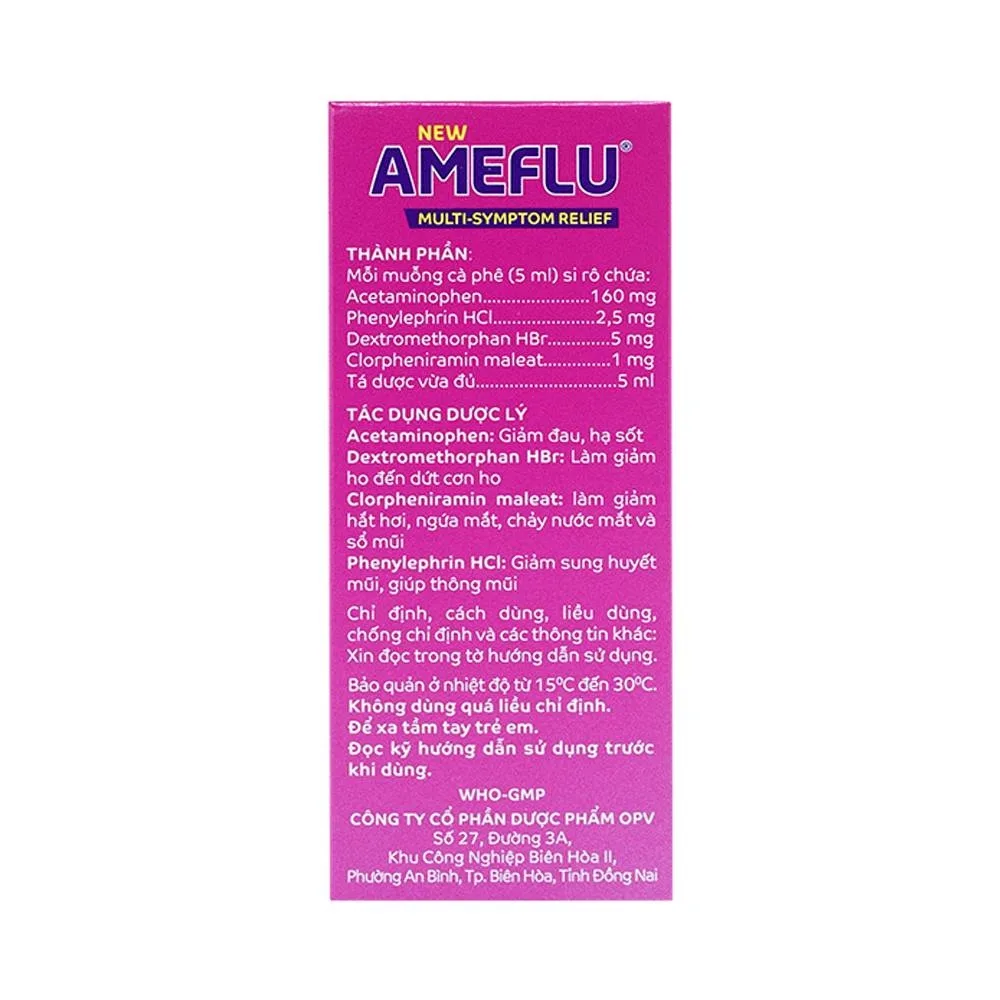 Hình ảnh Siro Ameflu Multi-Symtom Relief OPV hương dâu điều trị các triệu chứng cảm cúm (60ml)