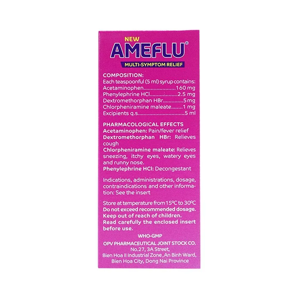 Hình ảnh Siro Ameflu Multi-Symtom Relief OPV hương dâu điều trị các triệu chứng cảm cúm (60ml)
