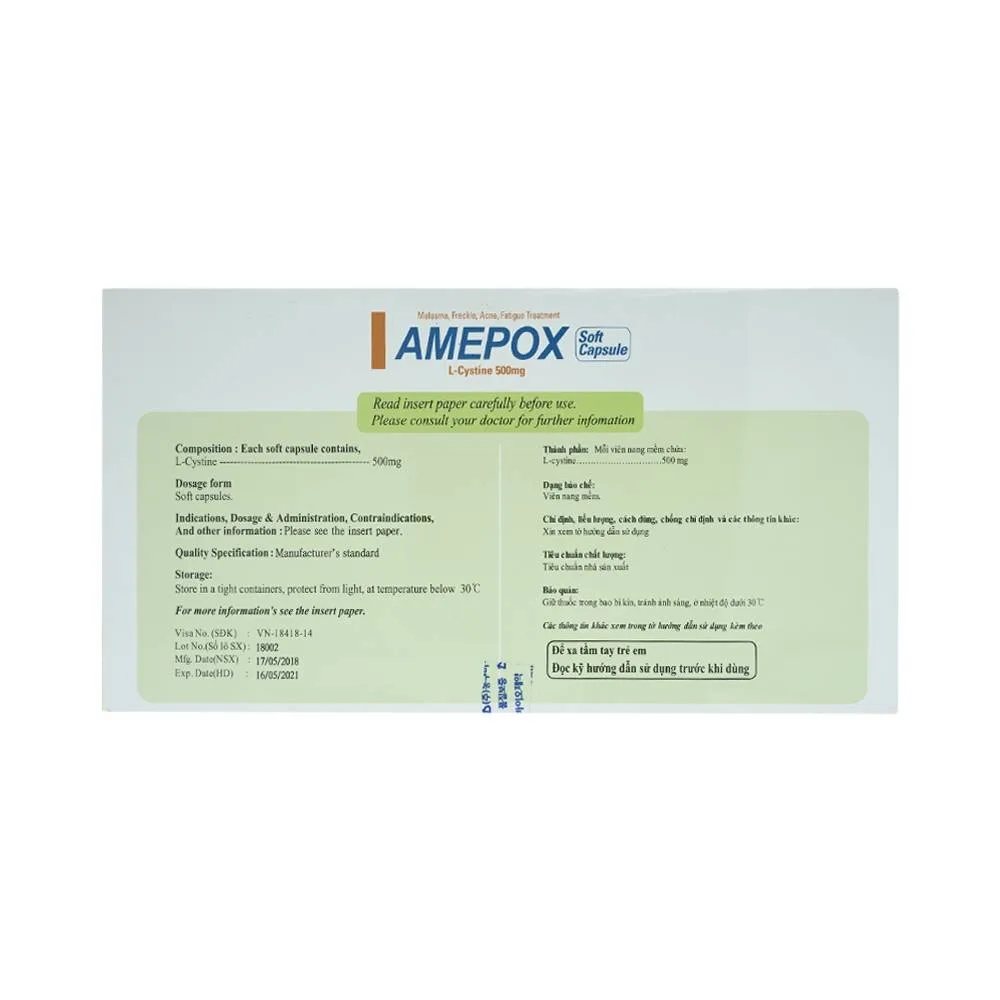 Hình ảnh Thuốc Amepox 500mg DongKoo điều trị sạm da do tàn nhang, nám da (20 vỉ x 5 viên)