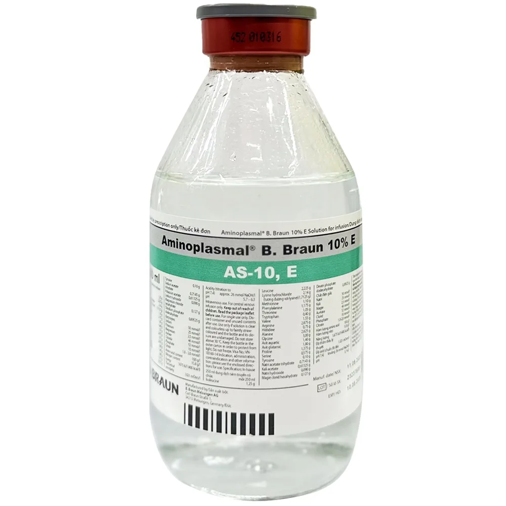 Hình ảnh Dung dịch truyền tĩnh mạch Aminoplasmal 10% B.Braun cung cấp amino acid (250ml)