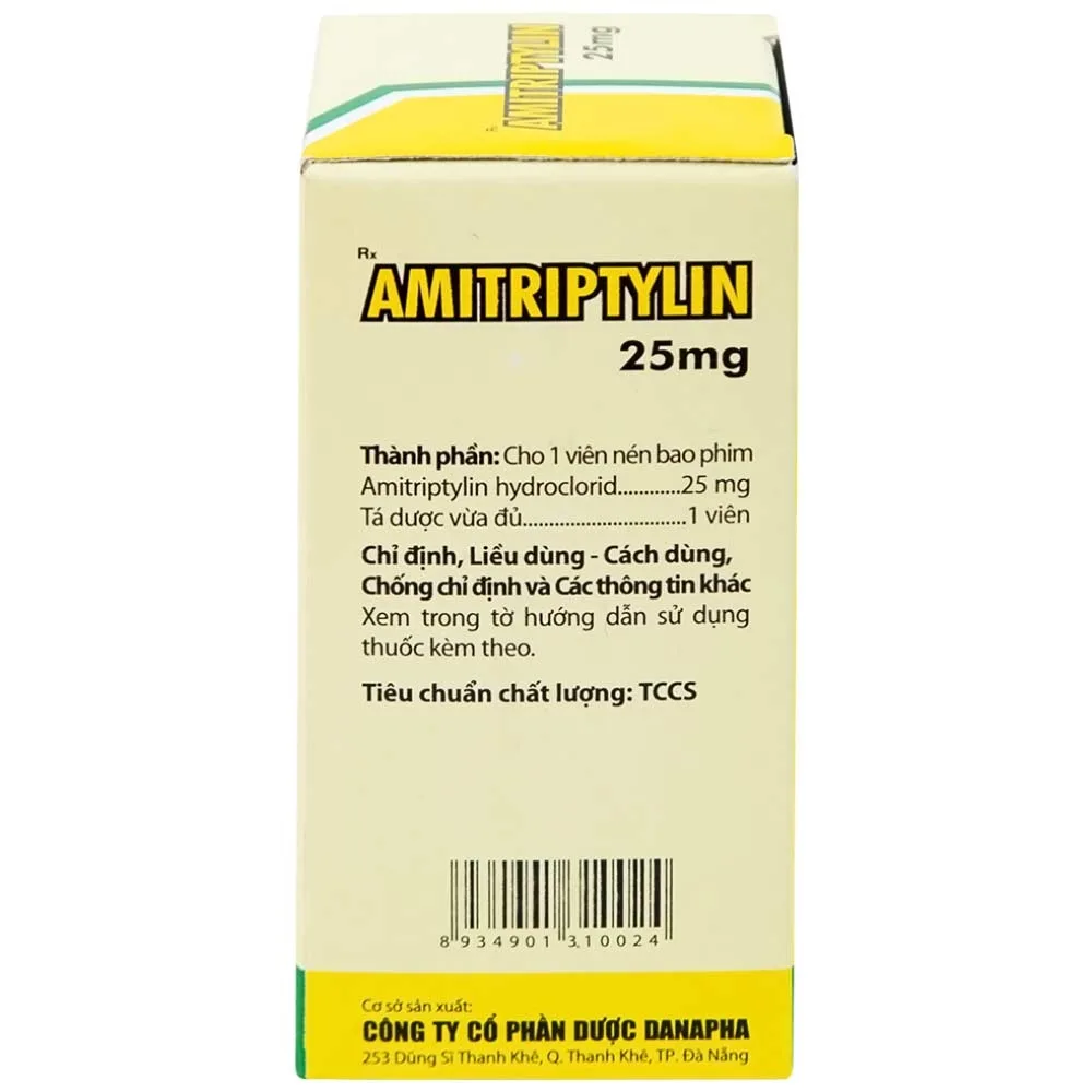 Hình ảnh Thuốc Amitriptylin 25mg Danapha điều trị trầm cảm (100 viên)