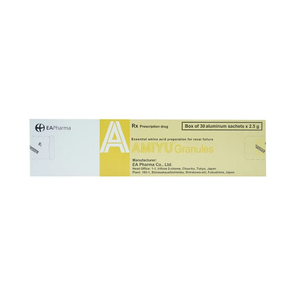 Hình ảnh Thuốc bột Amiyu Granules 2.5g EA Pharma cung cấp các acid amin trong suy thận mạn tính (30 gói x 2,5g)