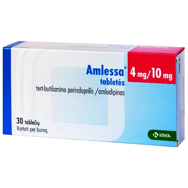 Hình ảnh Thuốc Amlessa 4mg/10mg Krka điều trị tăng huyết áp vô căn (3 vỉ x 10 viên)