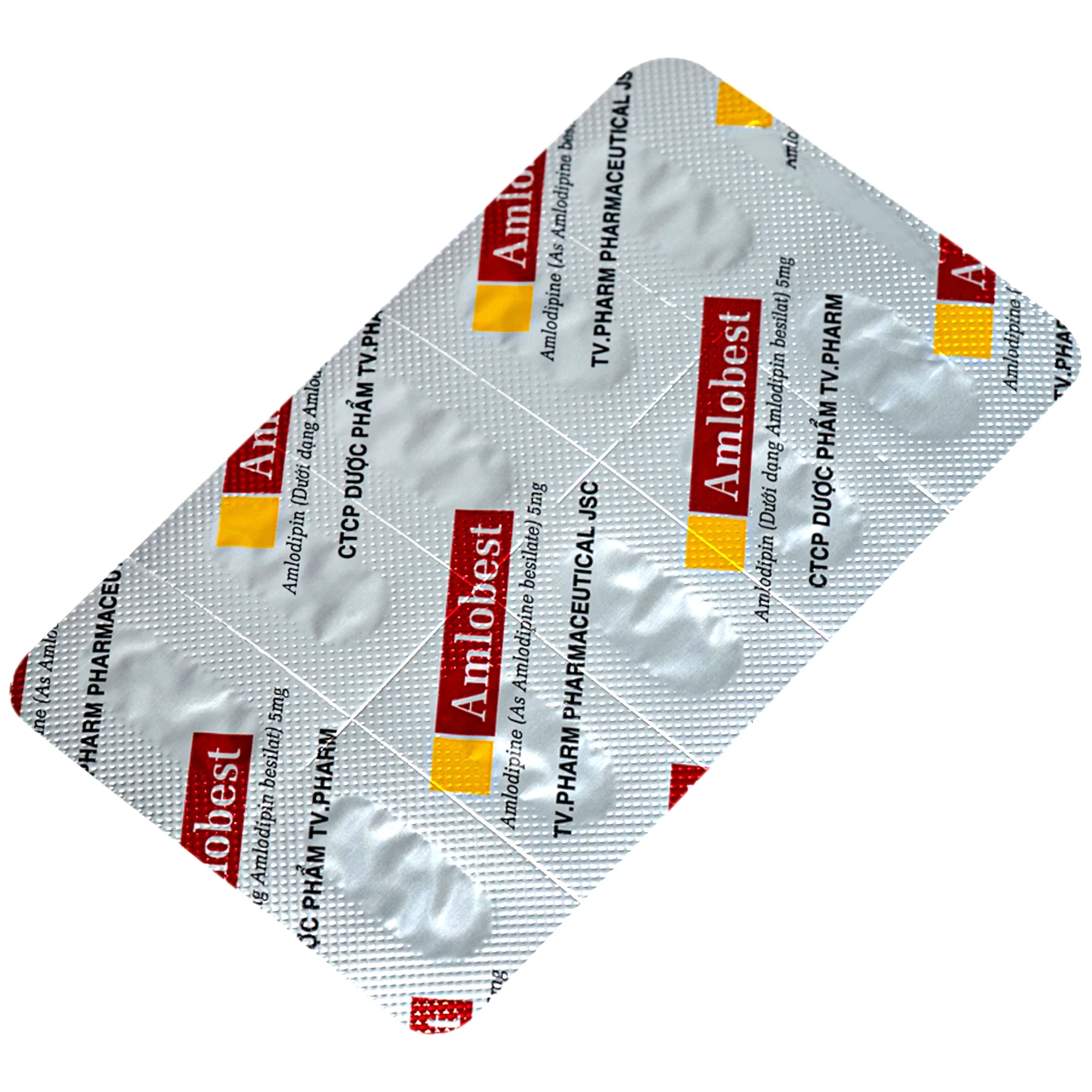 Hình ảnh Thuốc Amlobest 5mg TV.Pharm điều trị tăng huyết áp và dự phòng đau thắt ngực ổn định (10 vỉ x 10 viên)