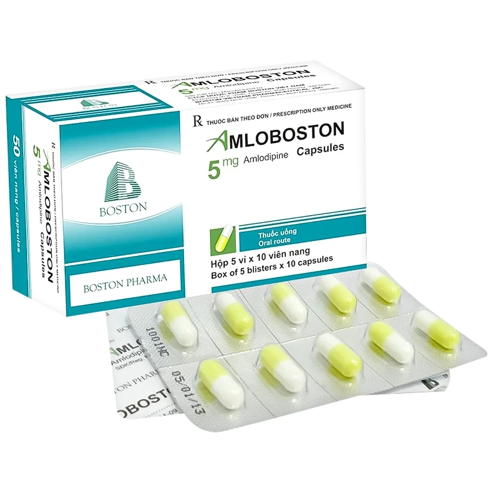 Hình ảnh Thuốc Amloboston 5 Boston điều trị cao huyết áp, đau thắt ngực (5 vỉ x 10 viên)