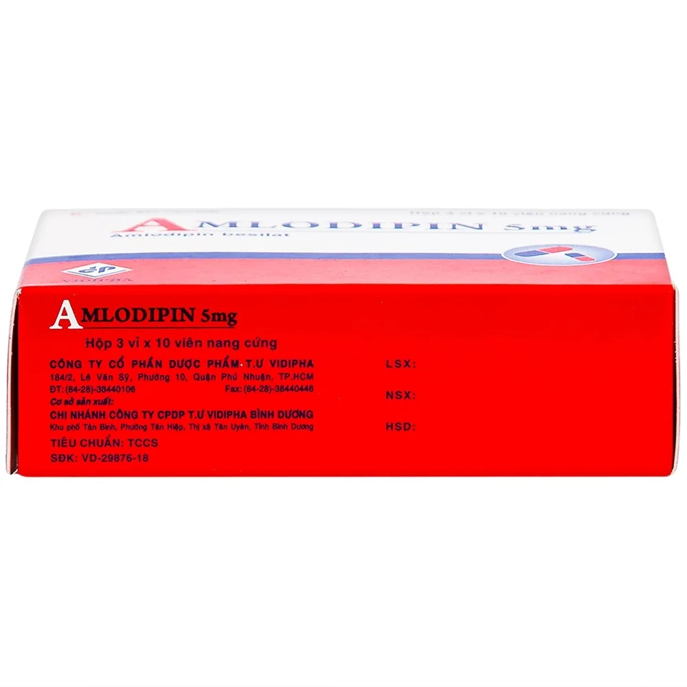 Hình ảnh Thuốc Amlodipin 5mg Vidipha điều trị tăng huyết áp, đau thắt ngực (3 vỉ x 10 viên)