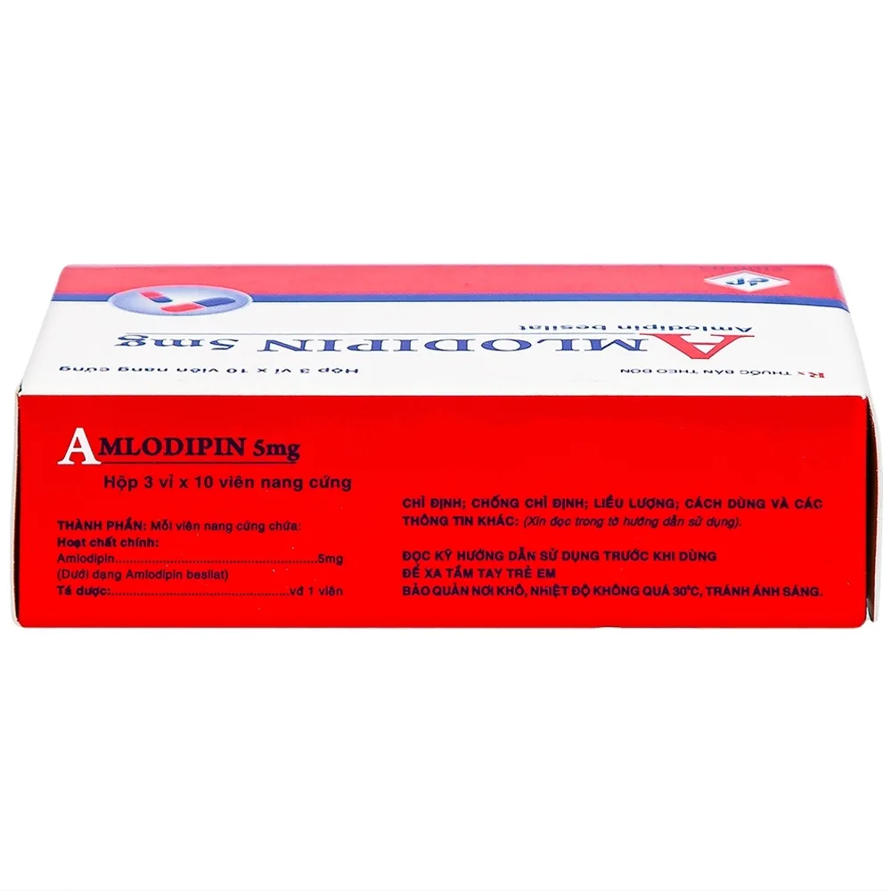 Hình ảnh Thuốc Amlodipin 5mg Vidipha điều trị tăng huyết áp, đau thắt ngực (3 vỉ x 10 viên)