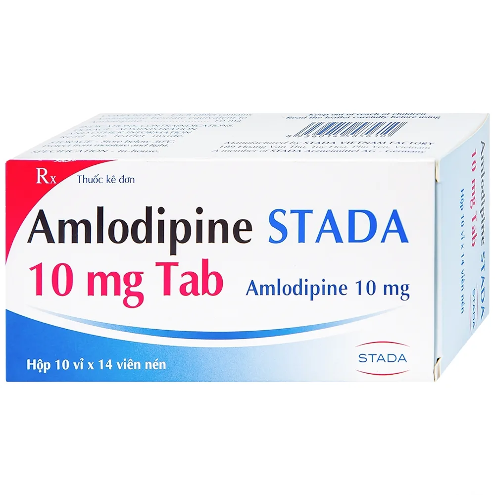 Hình ảnh Thuốc Amlodipine Stada 10mg Tab điều trị tăng huyết áp, đau thắt ngực (10 vỉ x 14 viên)