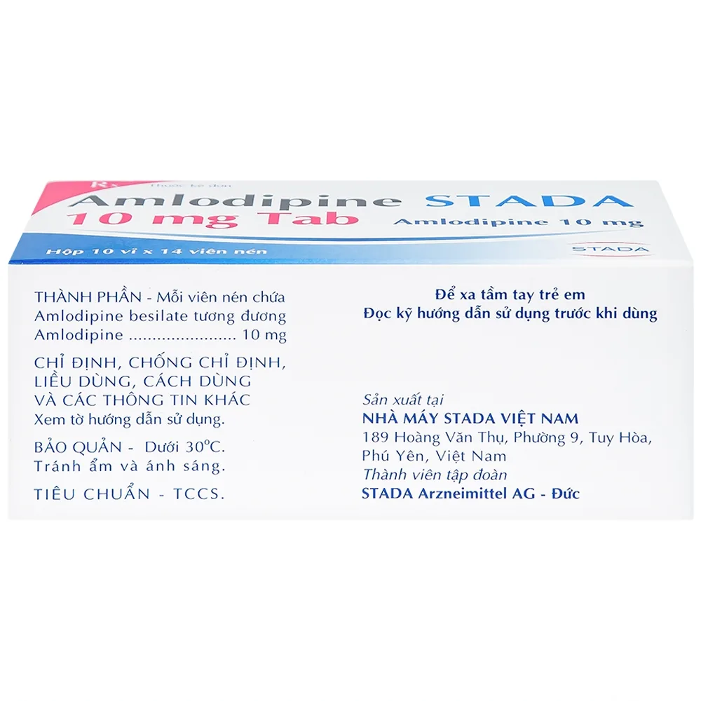 Hình ảnh Thuốc Amlodipine Stada 10mg Tab điều trị tăng huyết áp, đau thắt ngực (10 vỉ x 14 viên)