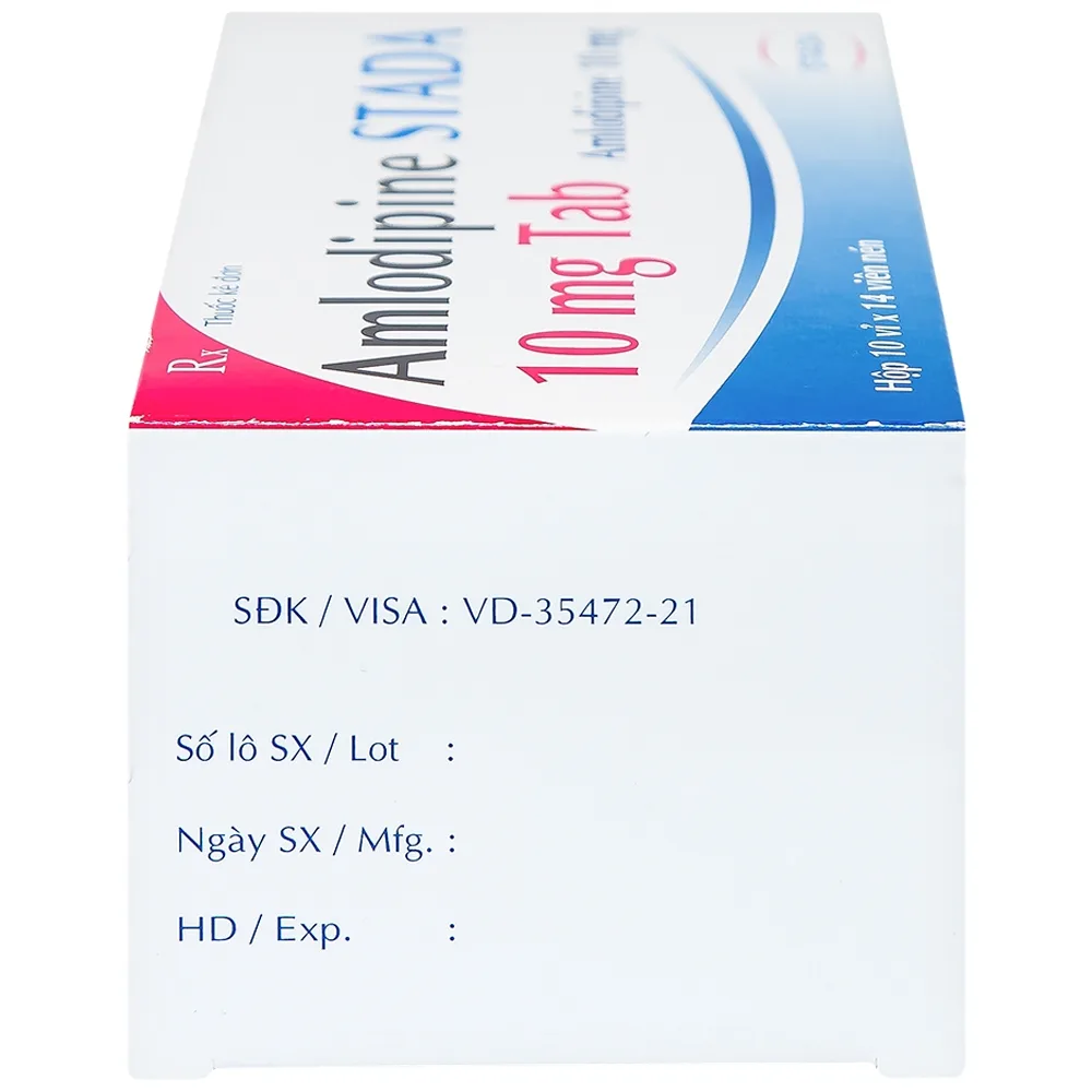 Hình ảnh Thuốc Amlodipine Stada 10mg Tab điều trị tăng huyết áp, đau thắt ngực (10 vỉ x 14 viên)